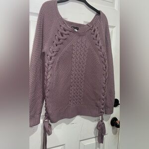 Venus purple sweater with braided details and hanging bows Size M #knitwear